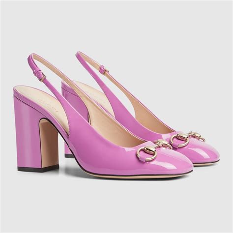 Women's Horsebit slingback in pink patent leather 